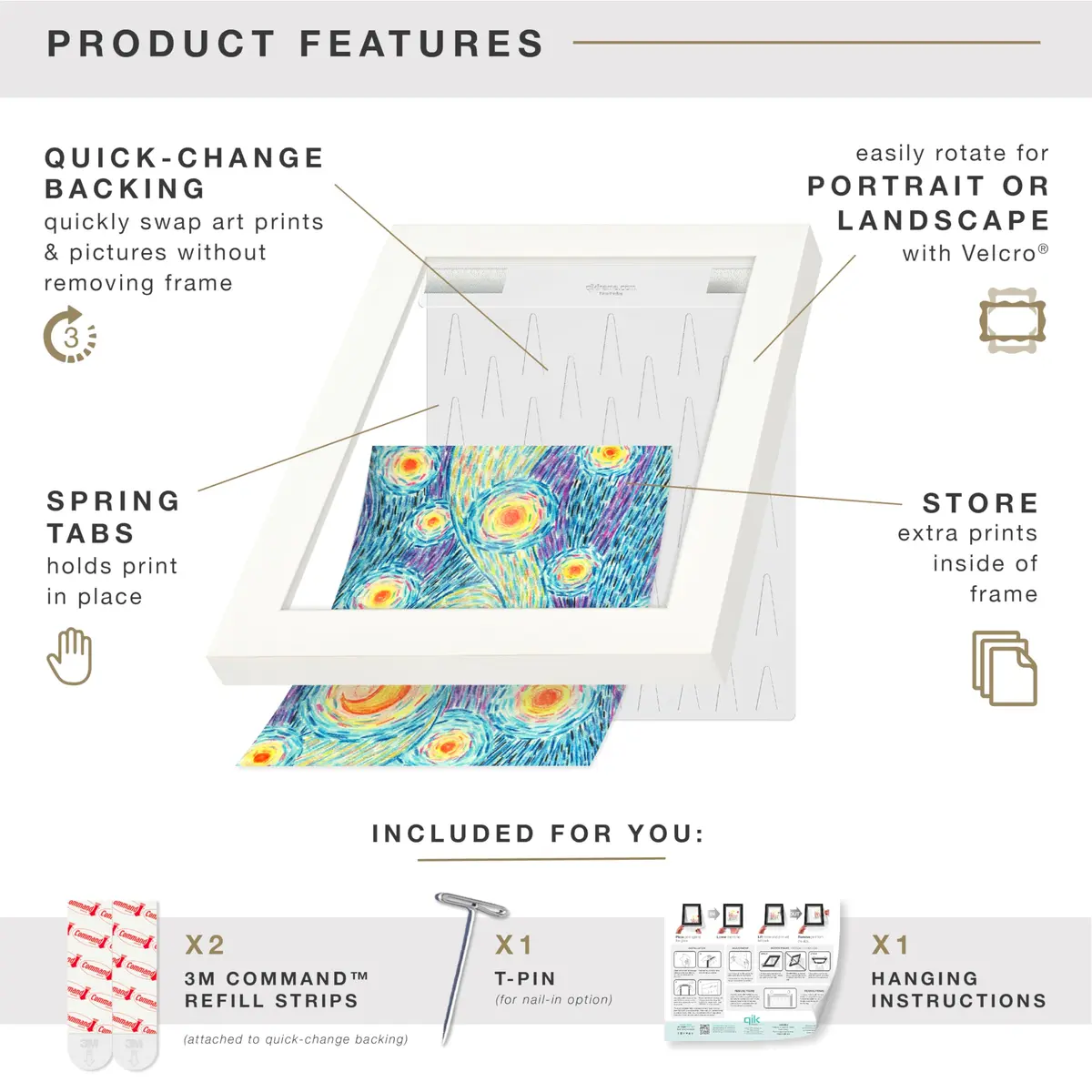 MCS QIK FRAME Artwork Frame, White, 9x12 in | Quick Change Design - view 4