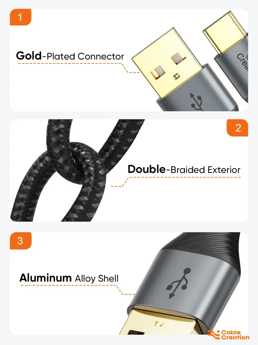 CableCreation Short USB A to USB C Cable 0.8ft (0.2m) | Braided Charger Cord for Fast Charging & Data Sync - view 5