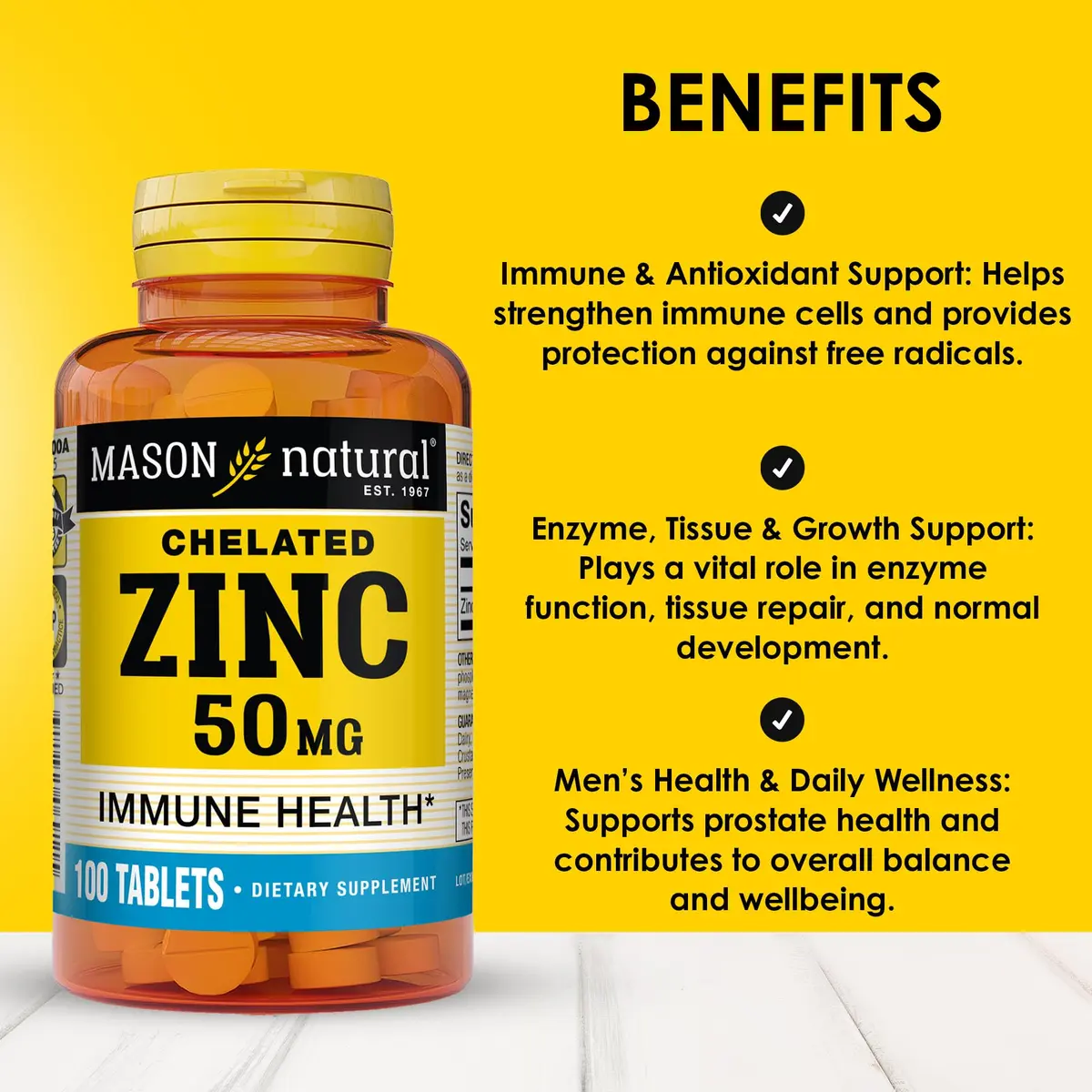 Mason Natural Zinc 50 mg | Immune & Antioxidant Support, 300 Tablets - view 2