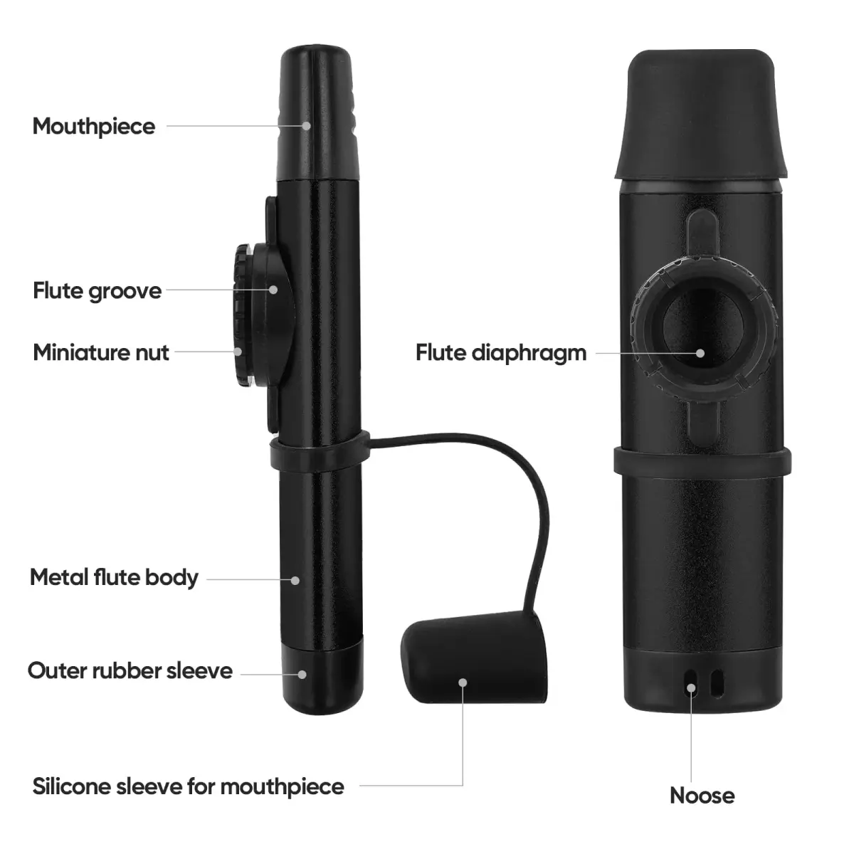 Ueteto Metal Kazoo with Adjustable Tone, Black | Easy to Play Musical Instrument - view 3