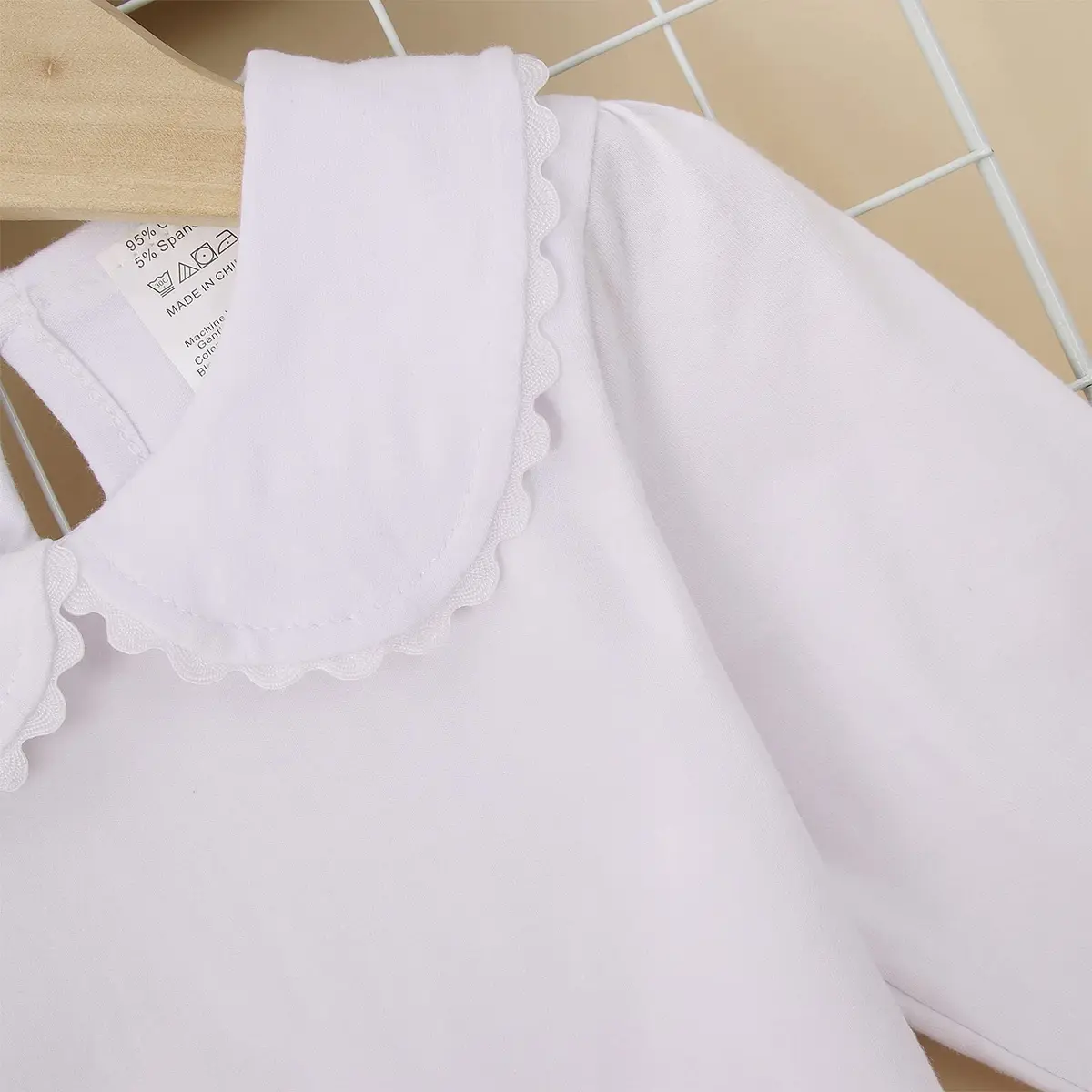 MODNTOGA Kids Baby Girl Long Sleeve Collar Shirt 4-5T | Toddler White Blouse Puff Short Sleeve - view 2