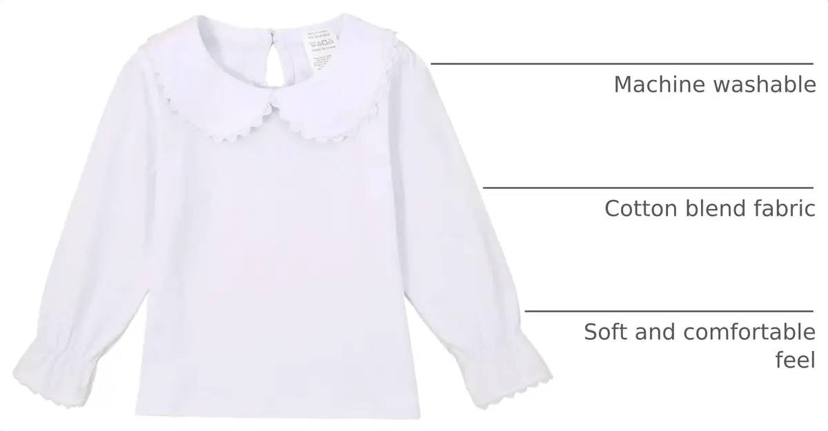 MODNTOGA Kids Baby Girl Long Sleeve Collar Shirt 4-5T | Toddler White Blouse Puff Short Sleeve - view 4