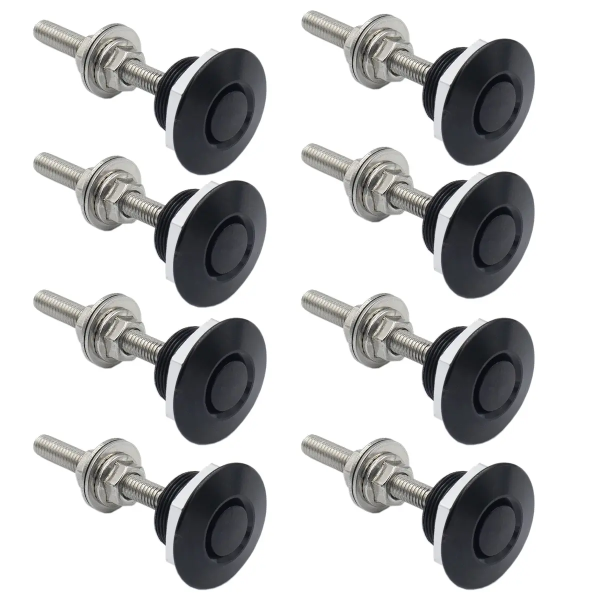 Woopeey 8 Pcs 1.25 inch (31.75mm) Black Push Button Quick Release Hood Pins | Universal Stainless Steel Rod Vehicle Hood Pins - main product image