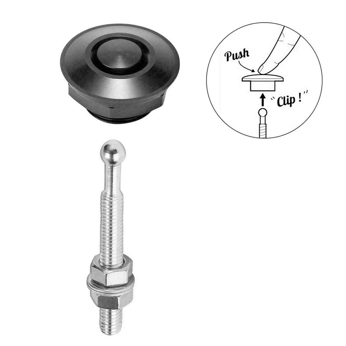 Woopeey 8 Pcs 1.25 inch (31.75mm) Black Push Button Quick Release Hood Pins | Universal Stainless Steel Rod Vehicle Hood Pins - view 6