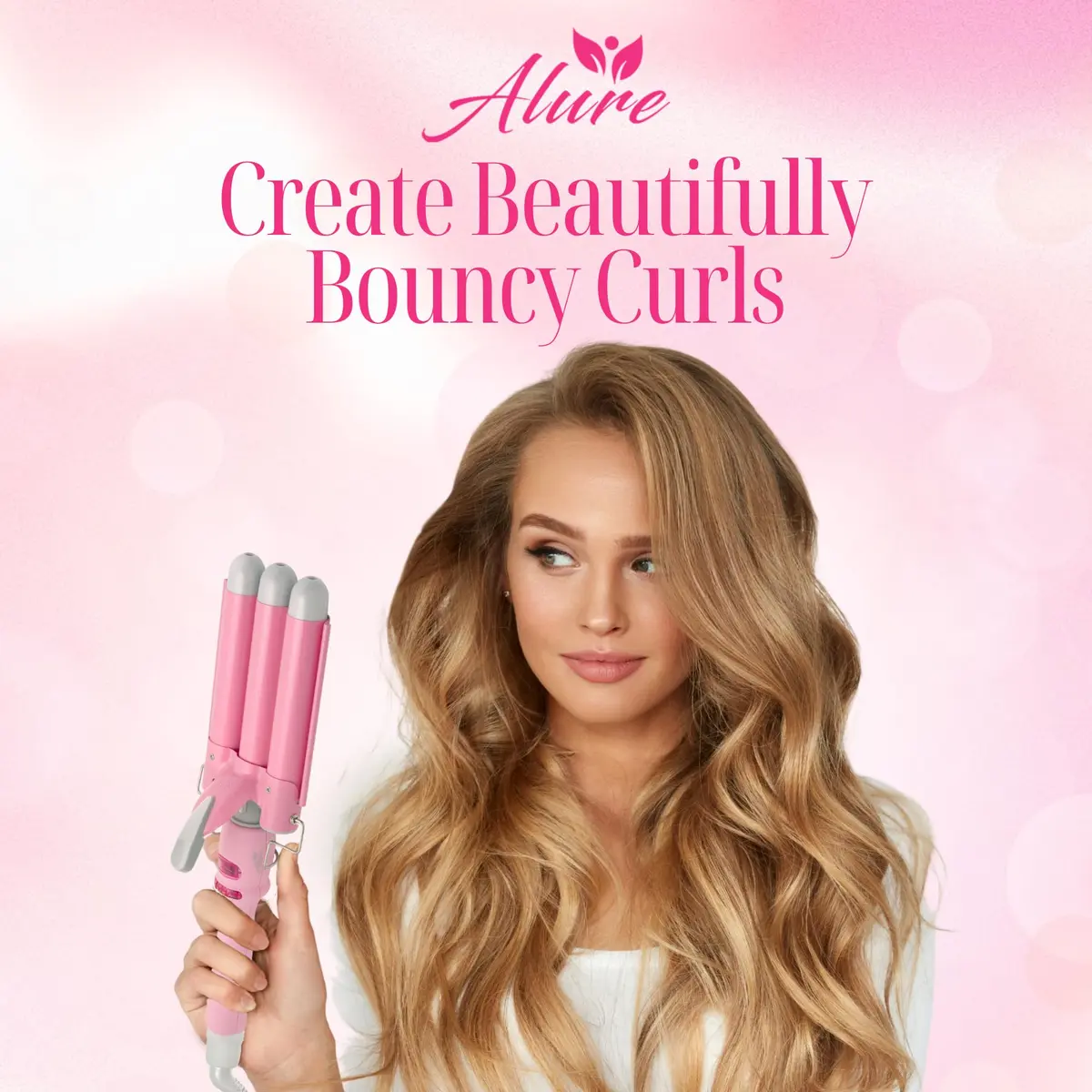 Alure Three Barrel Curling Iron Wand, 1 Inch Ceramic Tourmaline Hair Waver | Rapid Heat Up, All Hair Types, Travel Dual Voltage - view 7