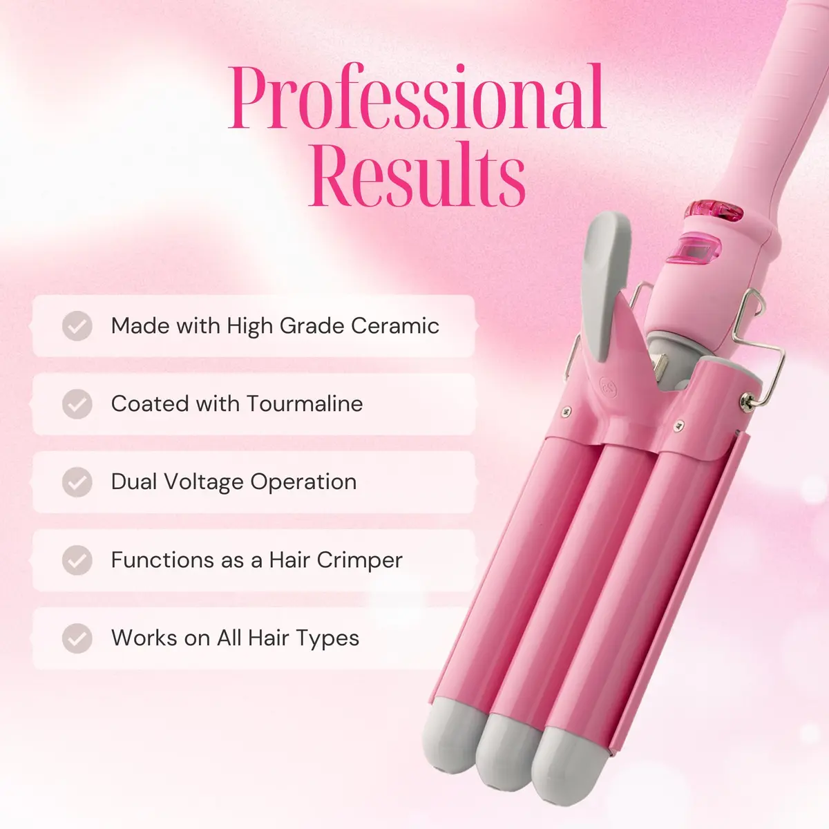 Alure Three Barrel Curling Iron Wand, 1 Inch Ceramic Tourmaline Hair Waver | Rapid Heat Up, All Hair Types, Travel Dual Voltage - view 3