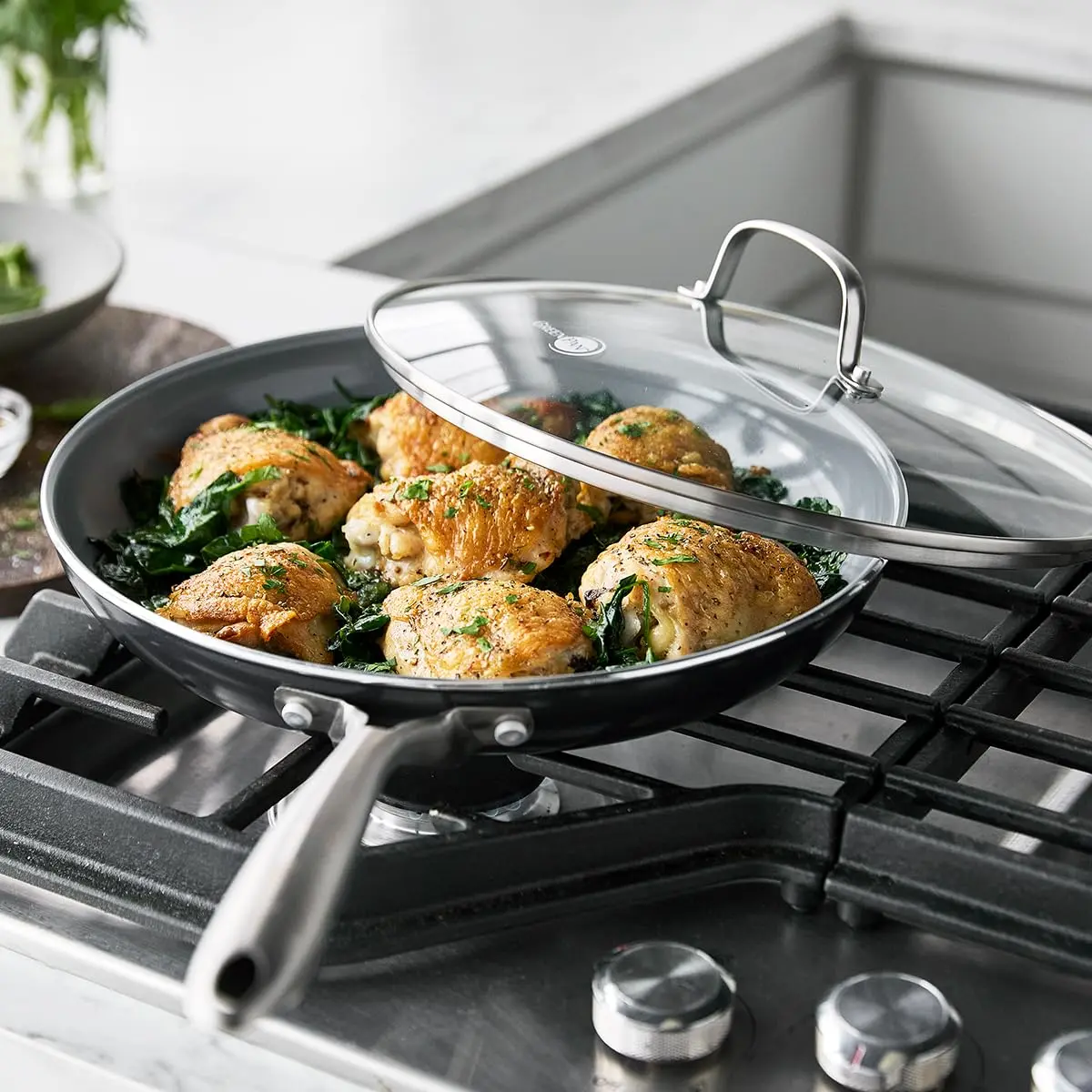 GreenPan Swift 12" Ceramic Nonstick Frying Pan with Lid, Stainless Steel Handle, PFAS-Free, Dishwasher & Oven Safe - view 2