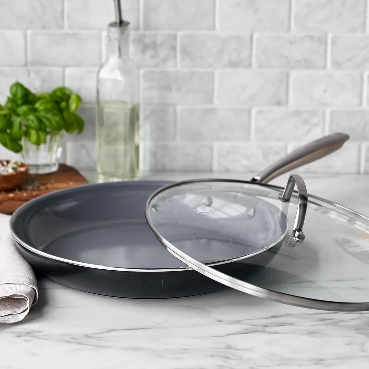 GreenPan Swift 12" Ceramic Nonstick Frying Pan with Lid, Stainless Steel Handle, PFAS-Free, Dishwasher & Oven Safe - view 3