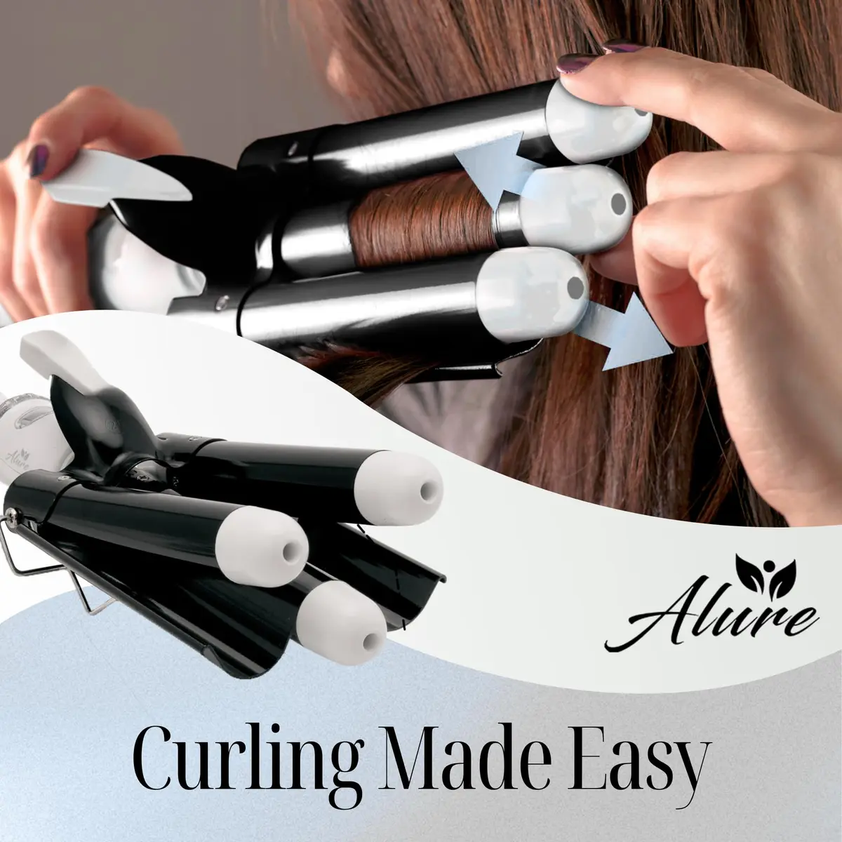 Alure Three Barrel Curling Iron Wand, 1 Inch Ceramic Tourmaline Hair Waver | Rapid Heat Up, Precise Control, Dual Voltage - view 5