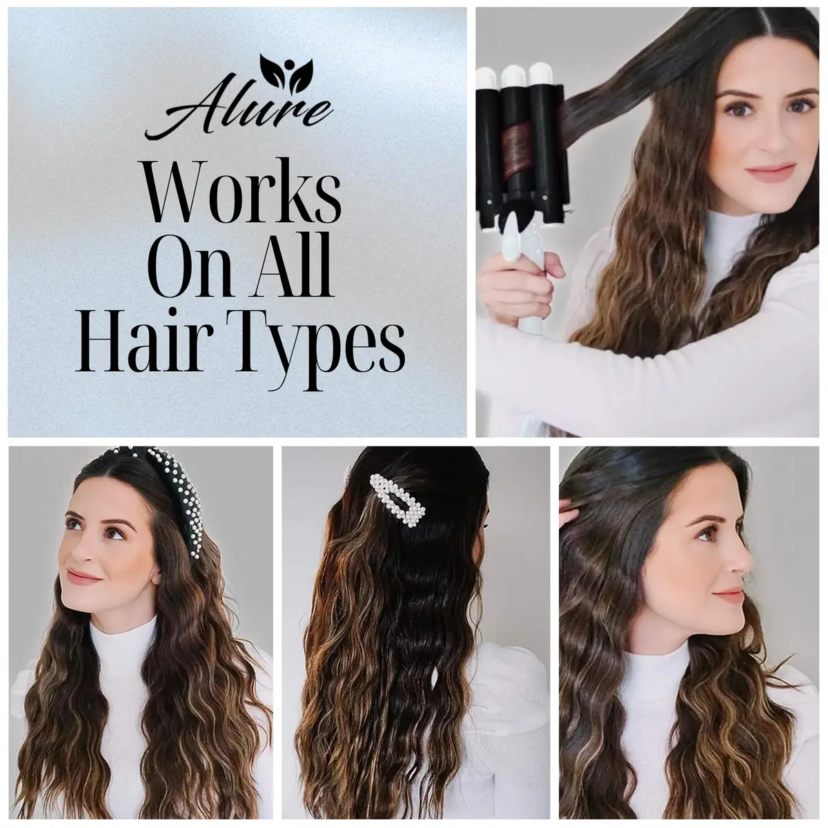 Alure Three Barrel Curling Iron Wand, 1 Inch Ceramic Tourmaline Hair Waver | Rapid Heat Up, Precise Control, Dual Voltage - view 2