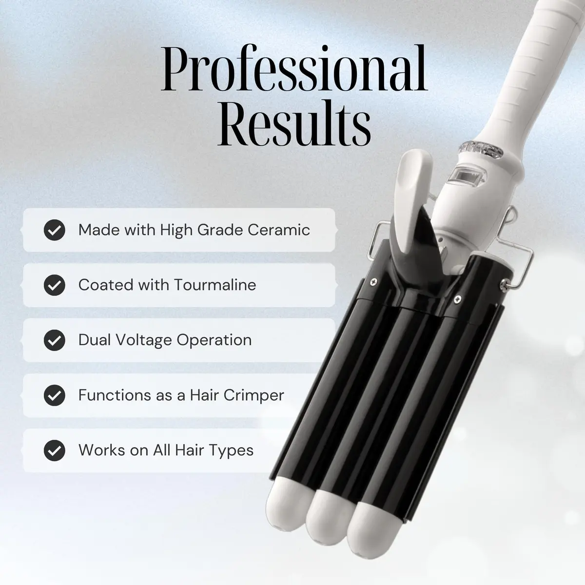Alure Three Barrel Curling Iron Wand, 1 Inch Ceramic Tourmaline Hair Waver | Rapid Heat Up, Precise Control, Dual Voltage - view 3