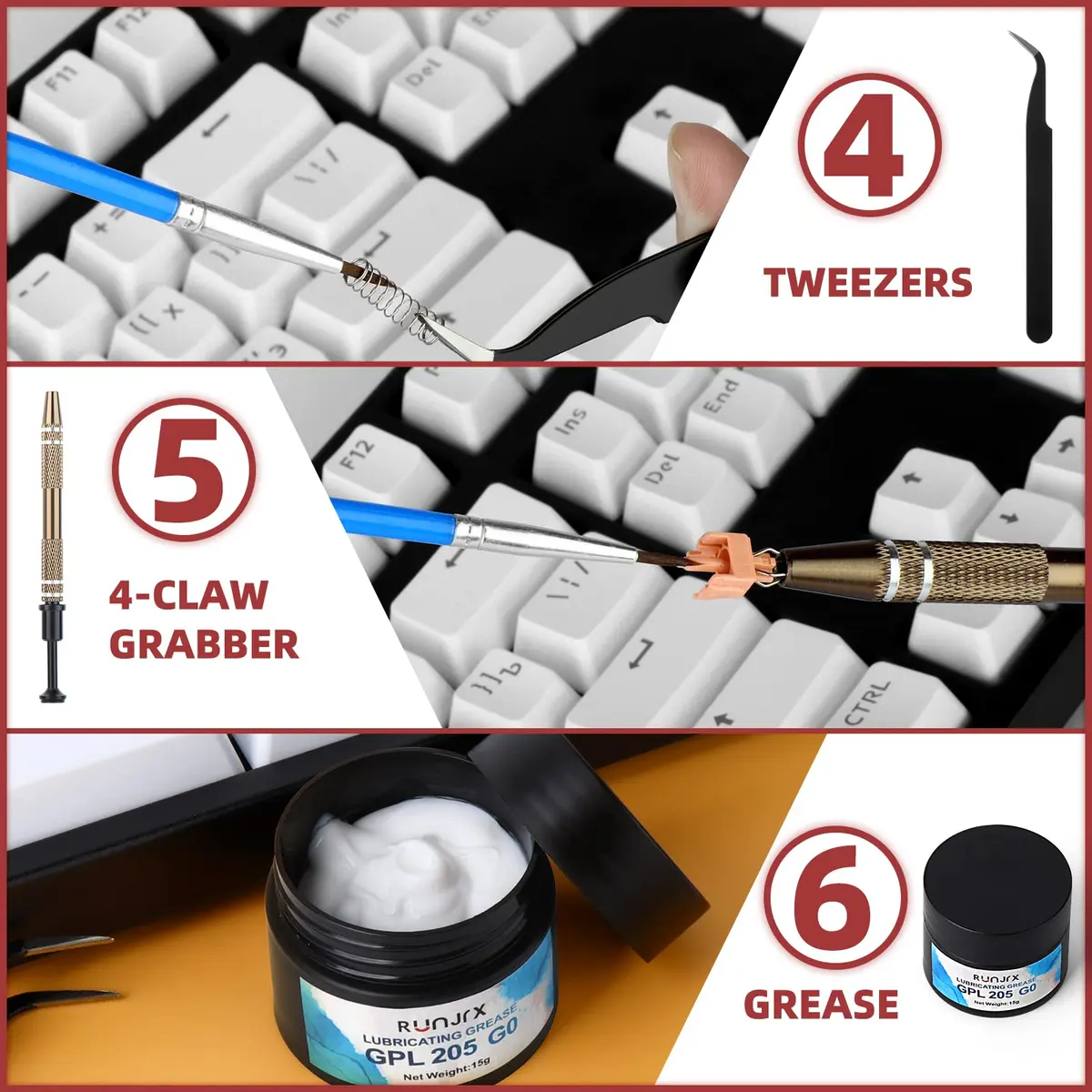 YIMAGUJRX Keyboard Lube Kit GPL 205G0 15g | Mechanical Keyboard Switch Lubrication & Tools - view 4