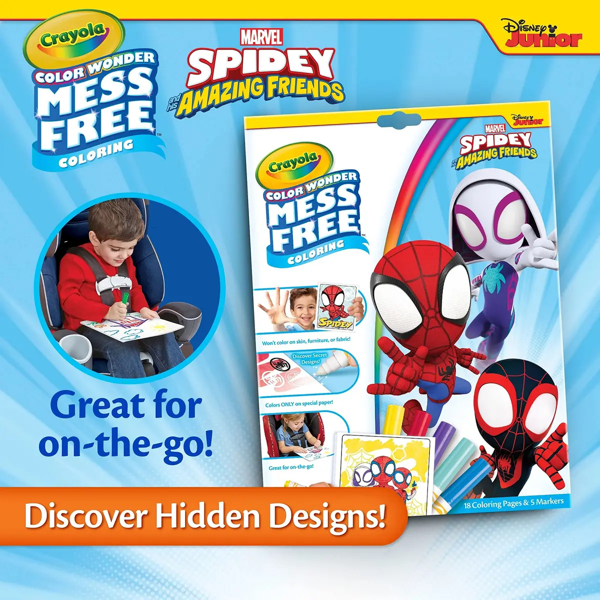Crayola Spiderman Color Wonder Coloring Set, 23 Piece Set | Mess-Free Coloring Pages & Markers for Toddlers - view 5