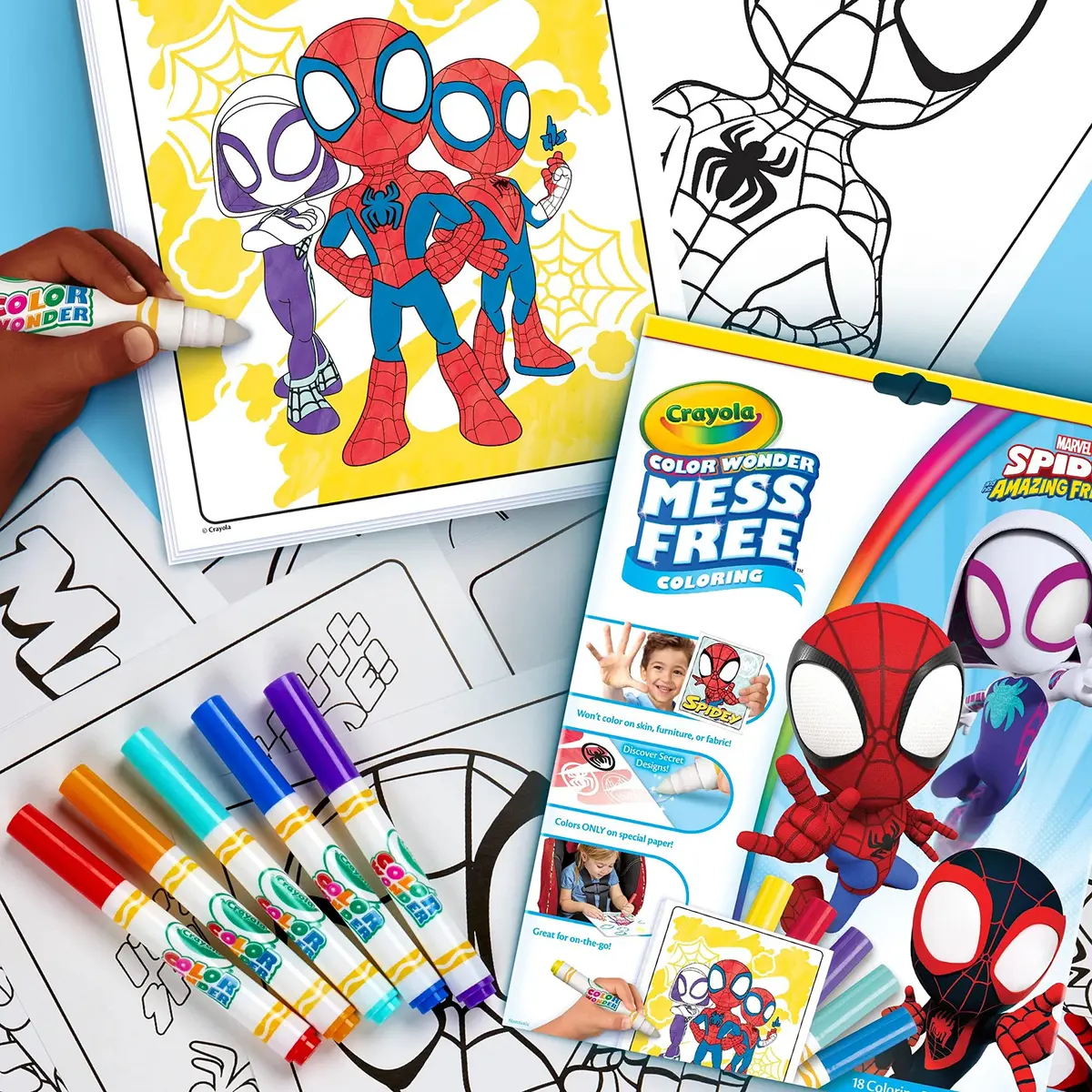 Crayola Spiderman Color Wonder Coloring Set, 23 Piece Set | Mess-Free Coloring Pages & Markers for Toddlers - view 3