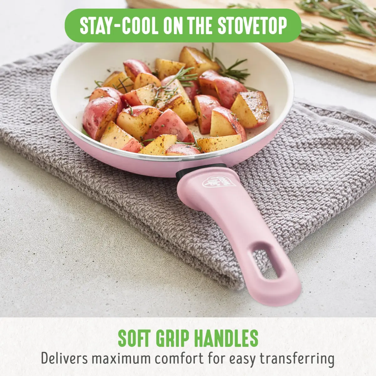 GreenLife Soft Grip 12-inch (30 cm) Frying Pan Skillet with Lid | Toxin-Free Ceramic Nonstick - view 3