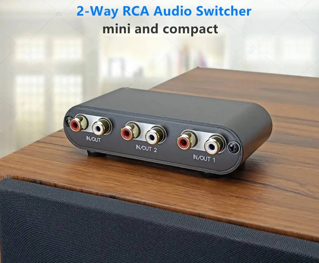 TENEALAY 2-Way RCA Stereo Audio Switch Input Signal Source Switcher Selector Splitter Box (2 in 1 Out / 1 in 2 Out) | Supports Volume Control & Mute - view 2