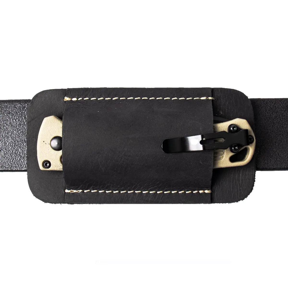 Topstache Handmade Leather Knife Sheath for Belt, Horizontal Carry EDC Pocket Organizer for Men, Size S, Black | Fits 2" Belts - main product image