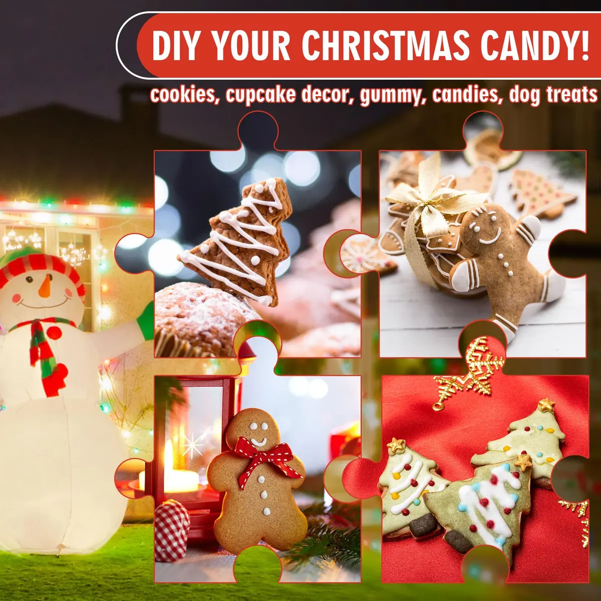 AnyDesign Christmas Silicone Molds 2Pcs | Xmas Tree & Gingerbread Candy & Cake Decor - view 7