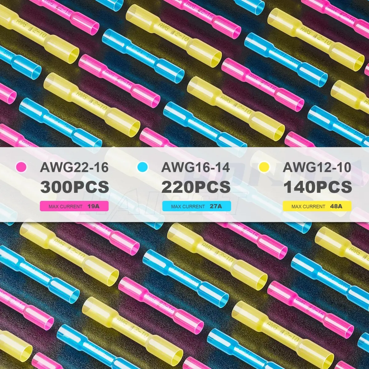 haisstronica 660PCS Heat Shrink Butt Connectors Kit, AWG 22-10, Waterproof, Tinned Copper | 3 Colors, 3 Sizes - view 6
