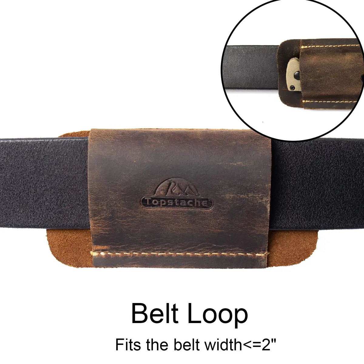 topstache Leather Knife Sheath Size S | Handmade Leather Holster for Belt, Darkbrown (70-120c) - view 4