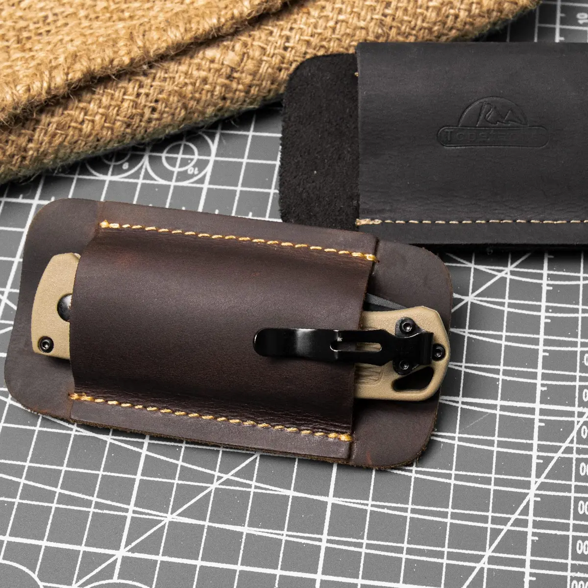 topstache Leather Knife Sheath Size S | Handmade Leather Holster for Belt, Darkbrown (70-120c) - view 6