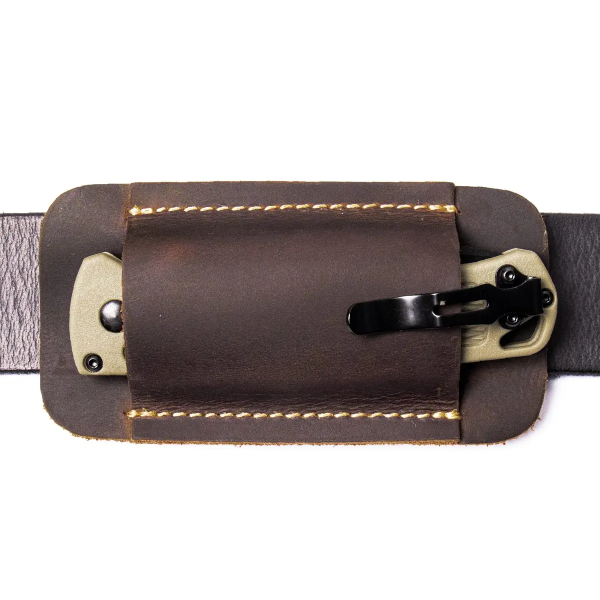 topstache Leather Knife Sheath Size S | Handmade Leather Holster for Belt, Darkbrown (70-120c) - main product image