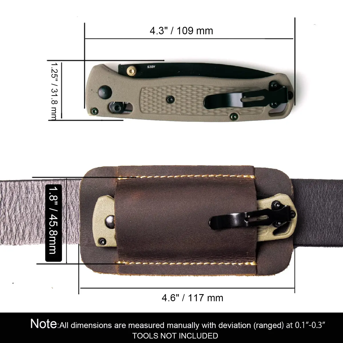 topstache Leather Knife Sheath Size S | Handmade Leather Holster for Belt, Darkbrown (70-120c) - view 3