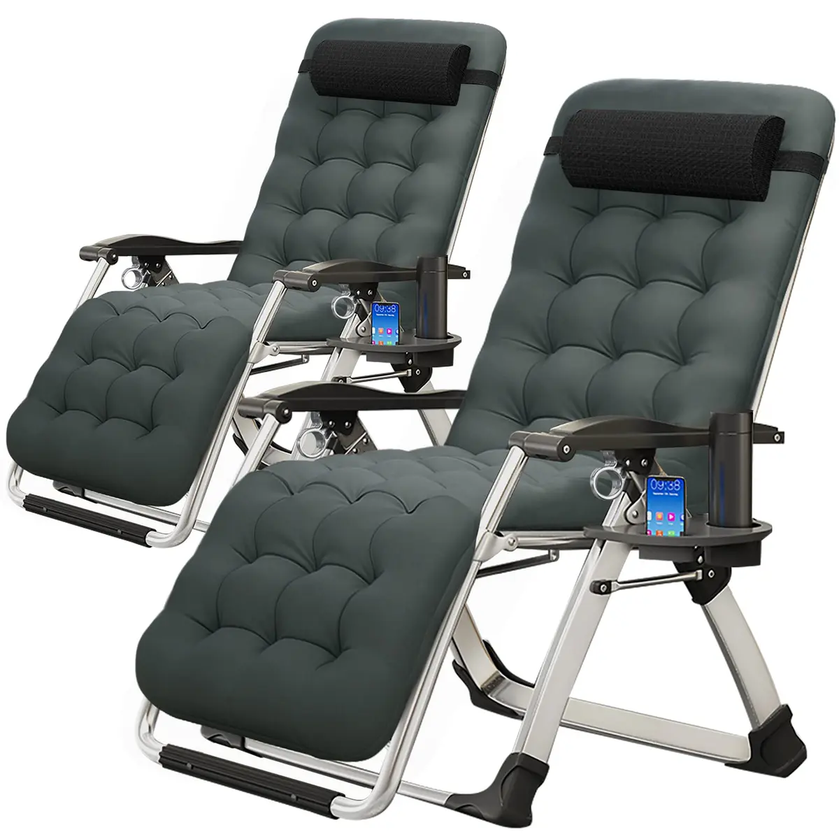 MOPHOTO Zero Gravity Chair, Outdoor Padded Lounge Chair with Side Table, Supports up to 200kg (440lbs) - main product image