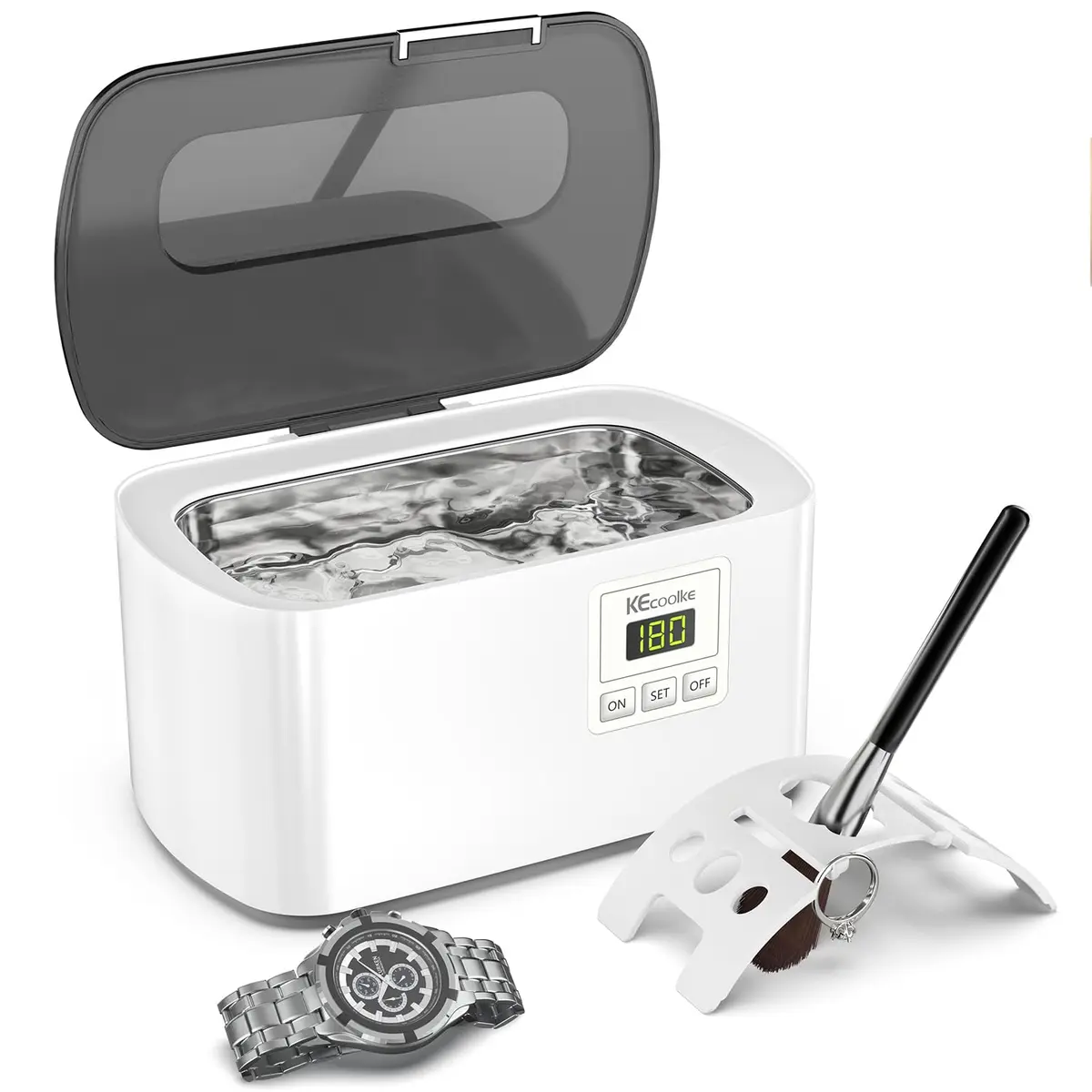KECOOLKE Ultrasonic Jewelry Cleaning Machine 600ml (0.6 L) | 48000 Vibrations/Min for Deep Cleaning - main product image