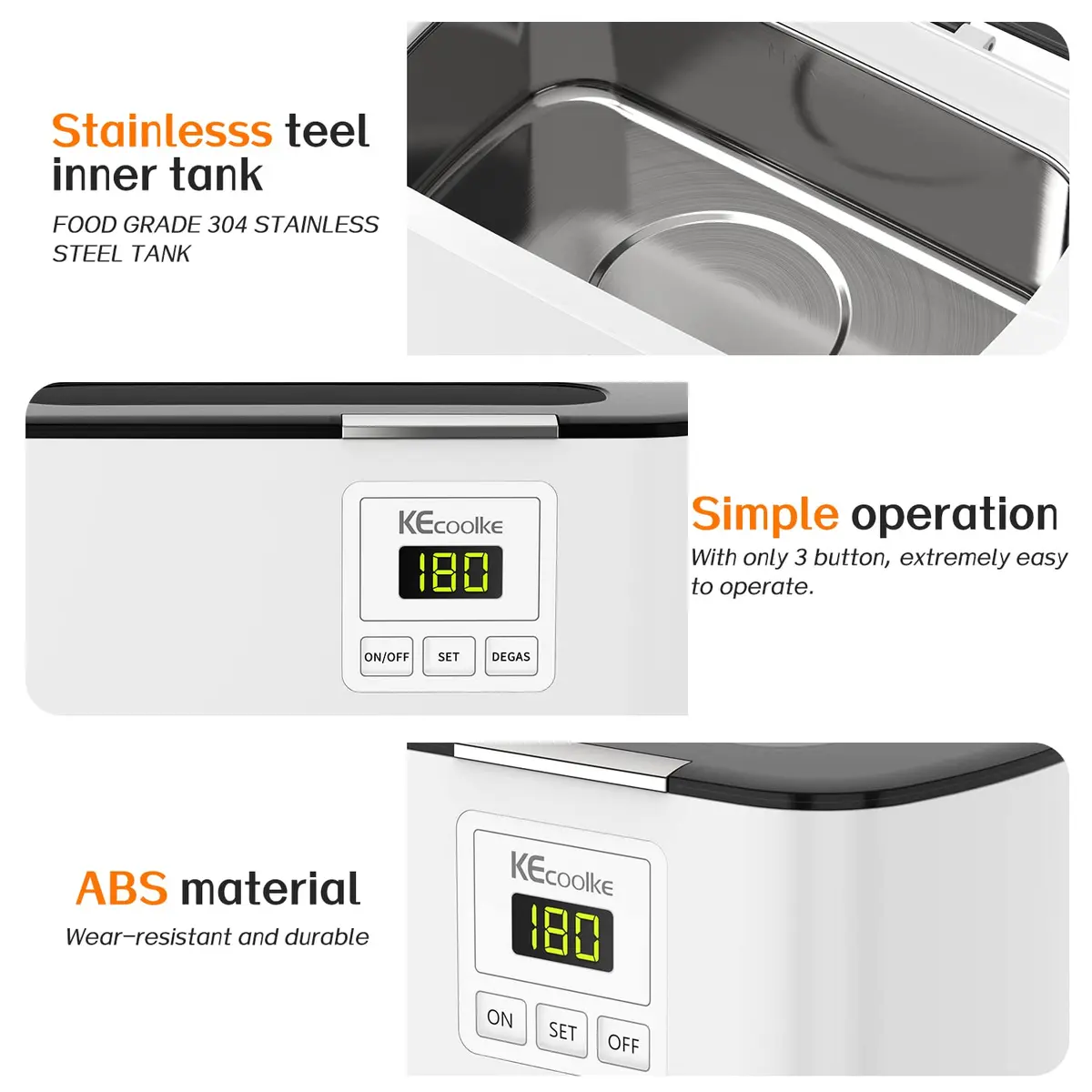 KECOOLKE Ultrasonic Jewelry Cleaning Machine 600ml (0.6 L) | 48000 Vibrations/Min for Deep Cleaning - view 3
