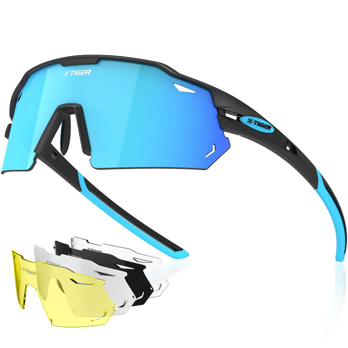 X-TIGER Polarized Cycling Glasses with 5 Interchangeable Lenses | MTB & Sports Sunglasses for Men Women - main product image