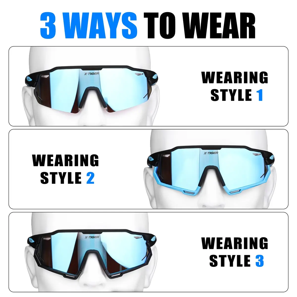 X-TIGER Polarized Cycling Glasses with 5 Interchangeable Lenses | MTB & Sports Sunglasses for Men Women - view 2