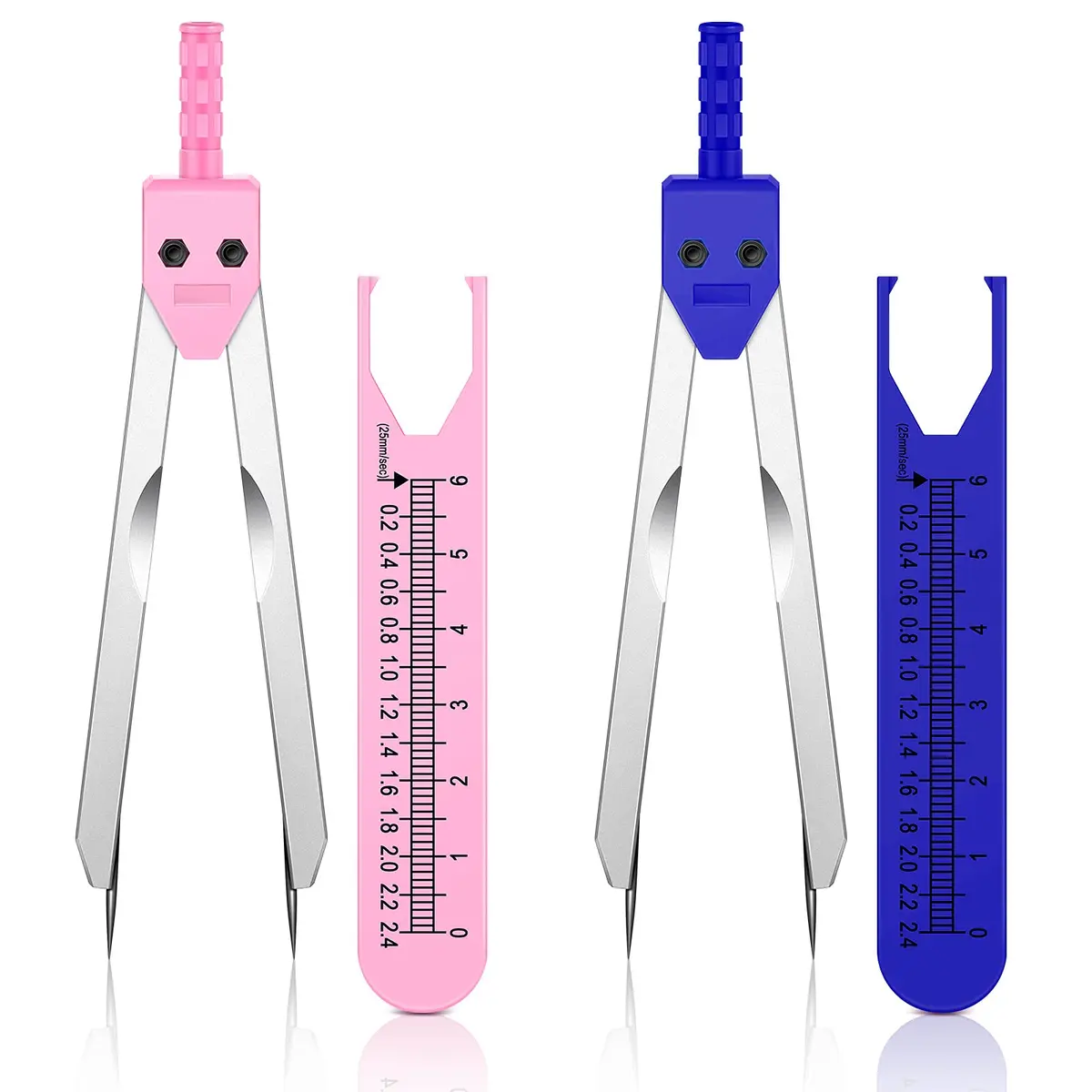 Frienda 2 Pieces Stainless Steel EKG Calipers Medical Caliper, Blue, Pink | Durable, Portable, Long-Lasting - main product image