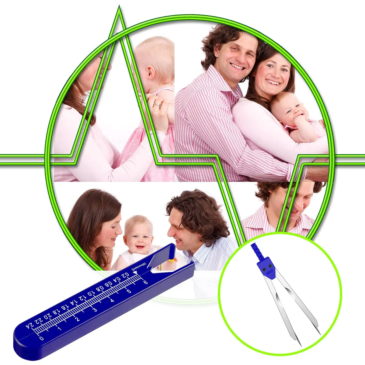 Frienda 2 Pieces Stainless Steel EKG Calipers Medical Caliper, Blue, Pink | Durable, Portable, Long-Lasting - view 6