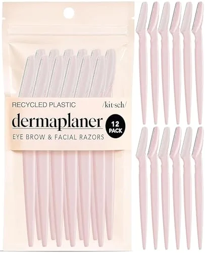 Kitsch Dermaplane Razor for Women Face – 12 Count Blush | Gentle Exfoliation & Facial Hair Removal - main product image