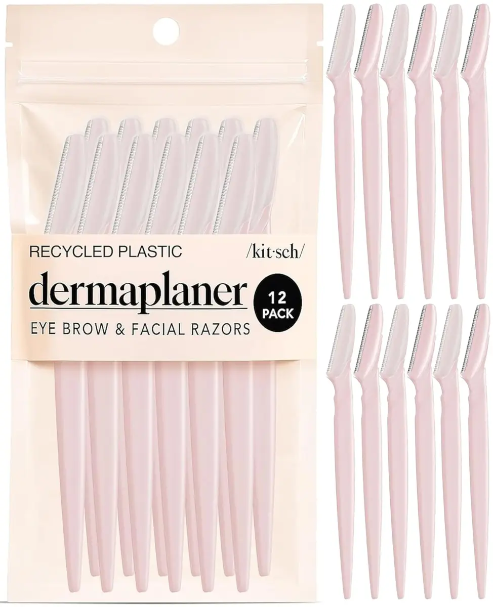 Kitsch Dermaplane Razor for Women Face – Blush, 12 Count (Pack of 1) | Gentle Exfoliation & Facial Hair Removal - main product image