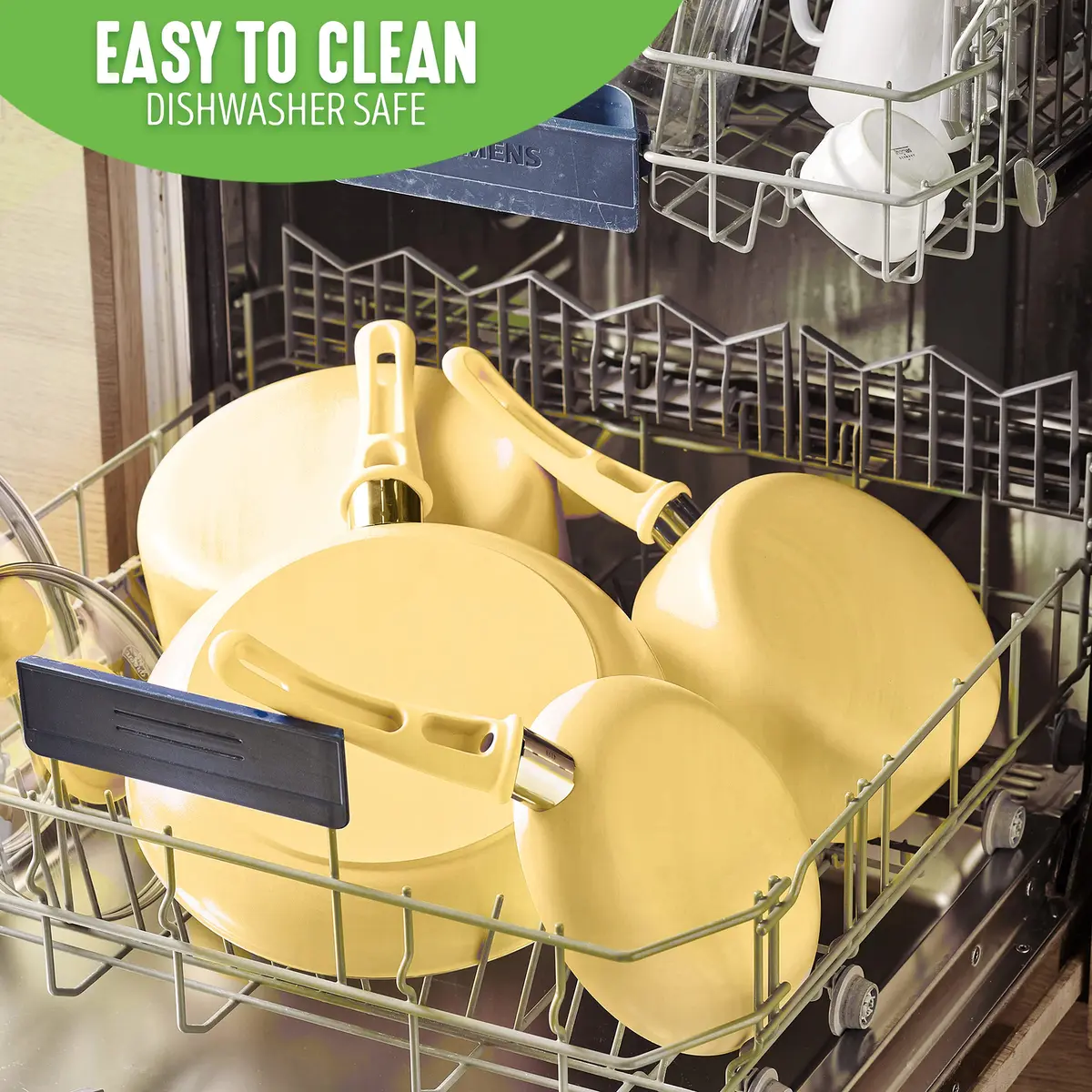GreenLife Soft Grip 1QT & 2QT Saucepan Set | Healthy Ceramic Nonstick, Toxin-Free, Dishwasher Safe, Yellow - view 2