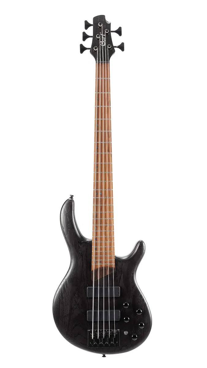 Cort Artisan Series B5 Element 5-String Bass Guitar, Open Pore Transparent Black | Roasted Maple & Ash Top - main product image