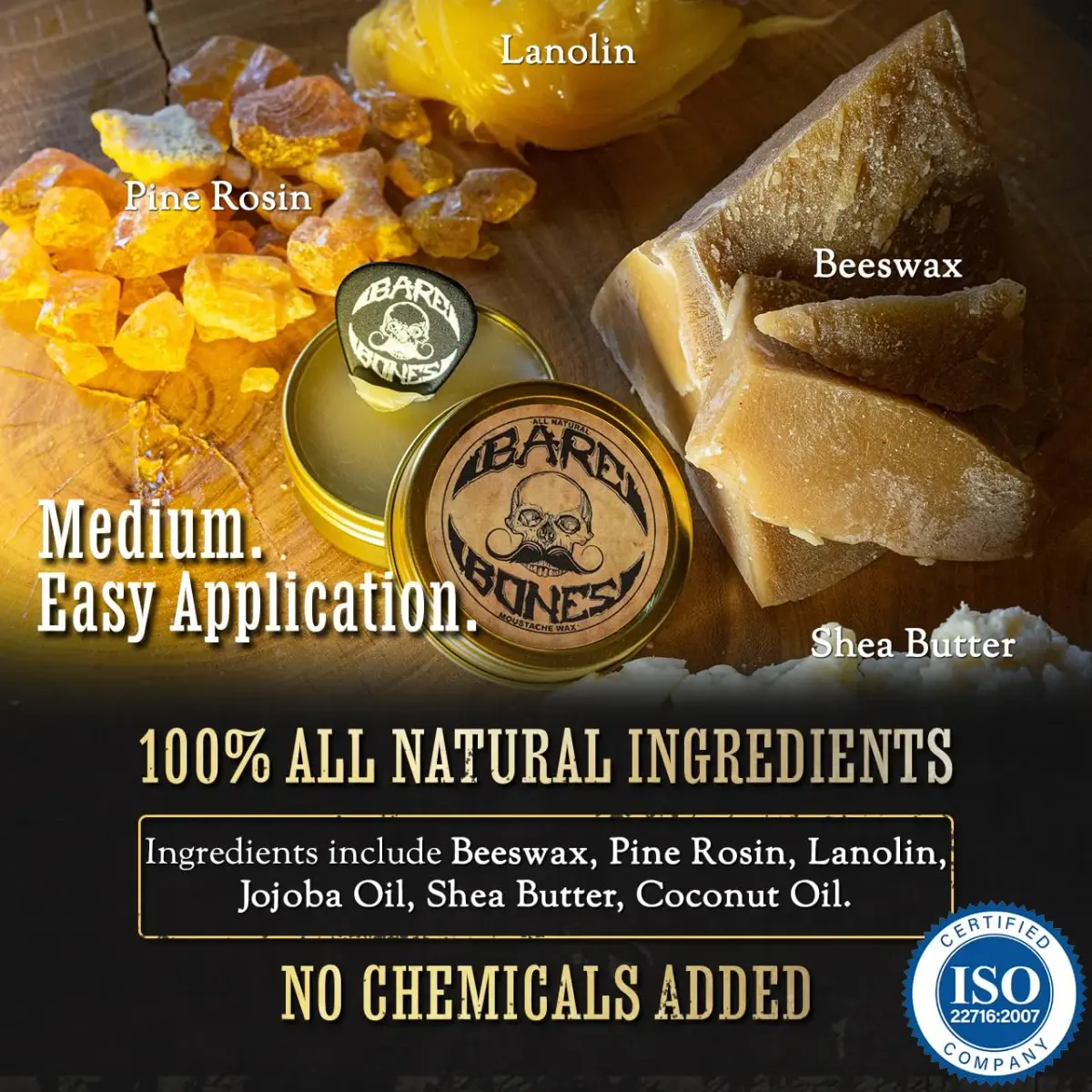 THE VINTAGE GROOMING CO. Bare Bones Mustache Wax Medium Hold 1 oz (28.35 g) | Tames Mustaches with Natural Ingredients - view 7