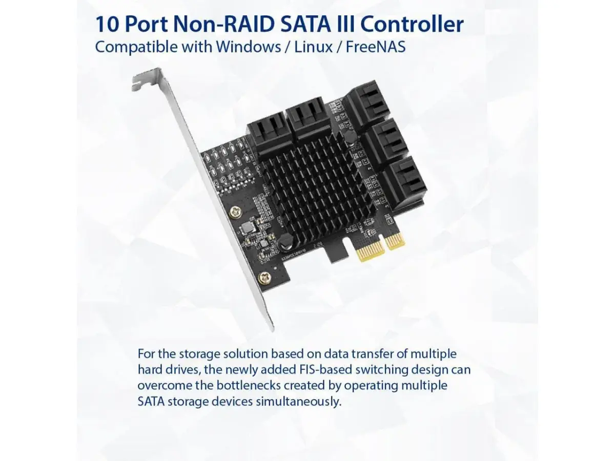IO CREST 10 Port SATA Jmicron PCIe Expansion Card (SY-PEX40167) - view 2