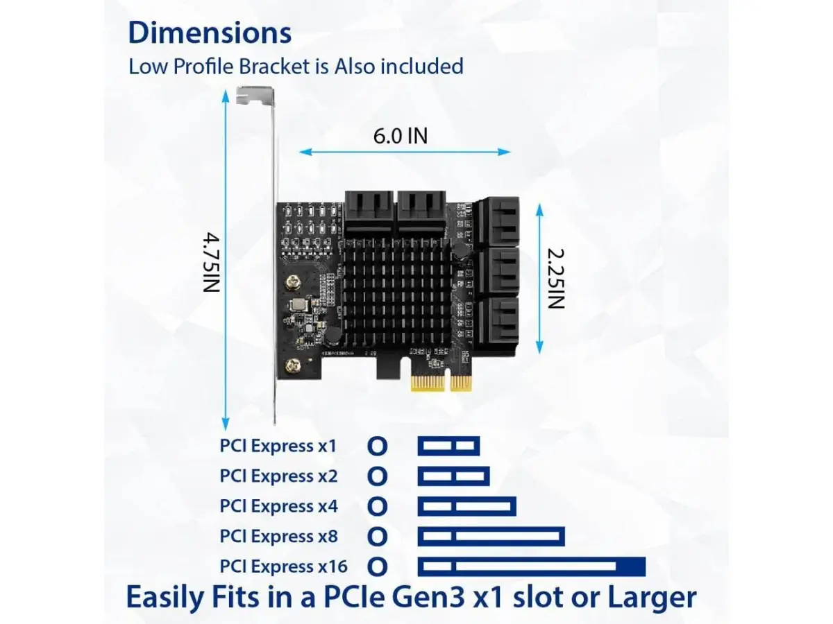 IO CREST 10 Port SATA Jmicron PCIe Expansion Card (SY-PEX40167) - view 4