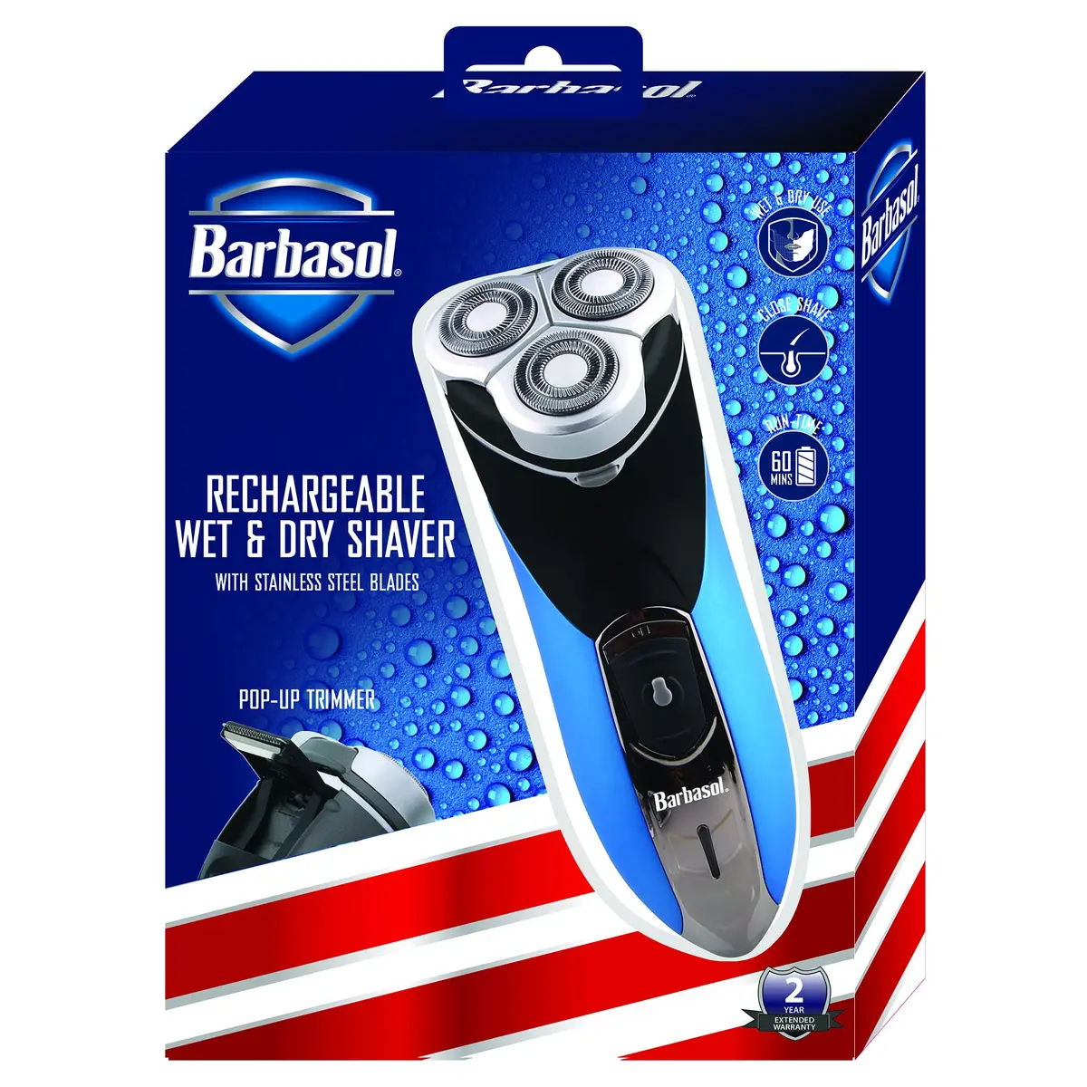 Barbasol Rechargeable Electric Wet and Dry Rotary Shaver with Pop Up Trimmer | 60 Min Shave Time - main product image