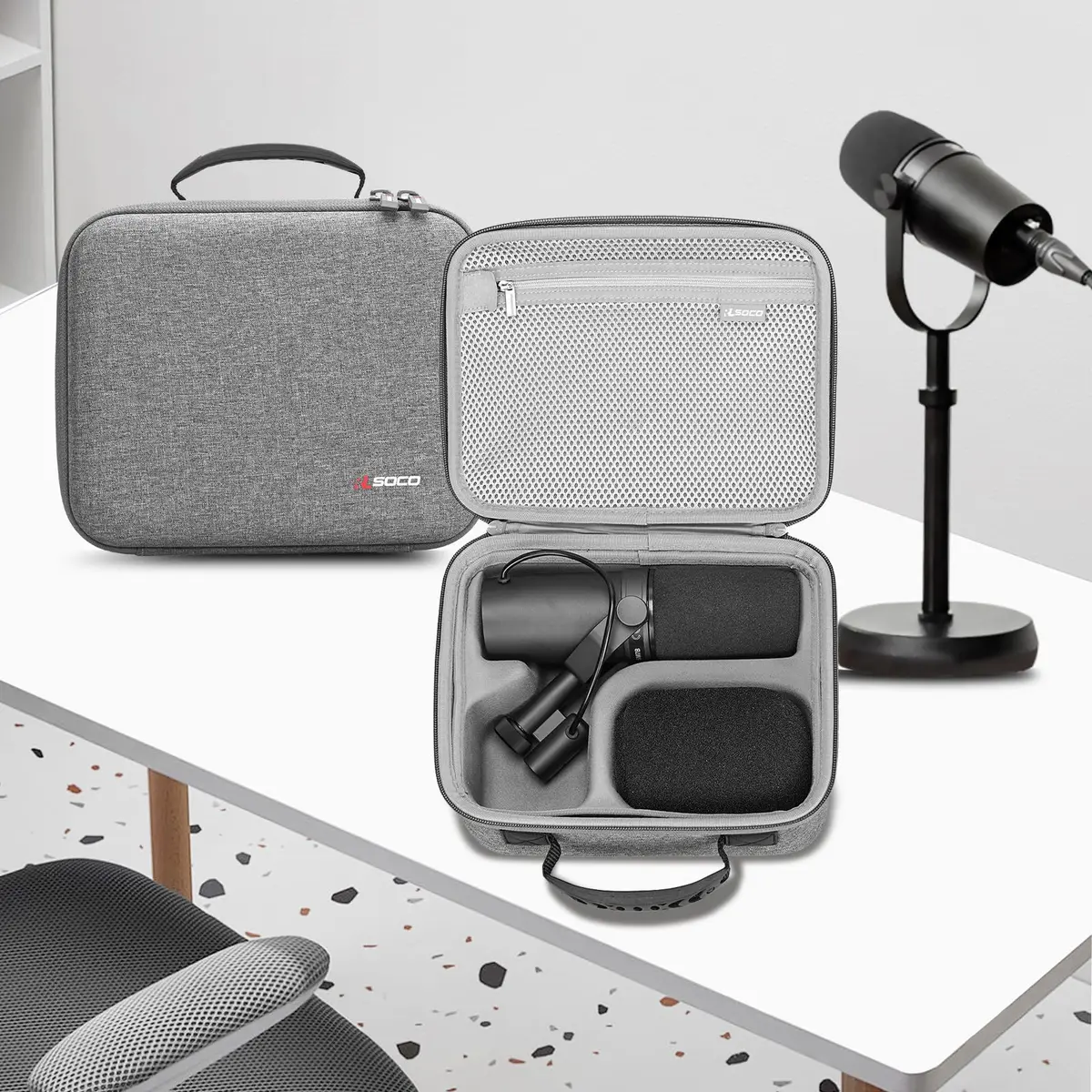 RLSOCO Hard Case Compatible With Shure MV7+ / MV7X / MV6 / MV7 / MV7i & SM7B / SM7dB - Grey | Durable & Water-Resistant - view 8