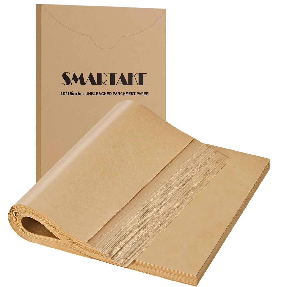 SMARTAKE Parchment Paper Baking Sheets 200 pcs | Non-Stick, 10x15 Inches, Unbleached - main product image