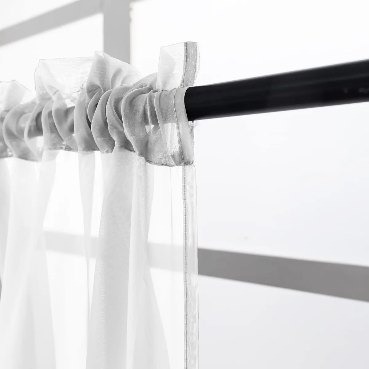 PearAge Beaded Triangle Sheer Valance Curtains 51x24 Inches | Elegant Farmhouse Window Decor - view 5