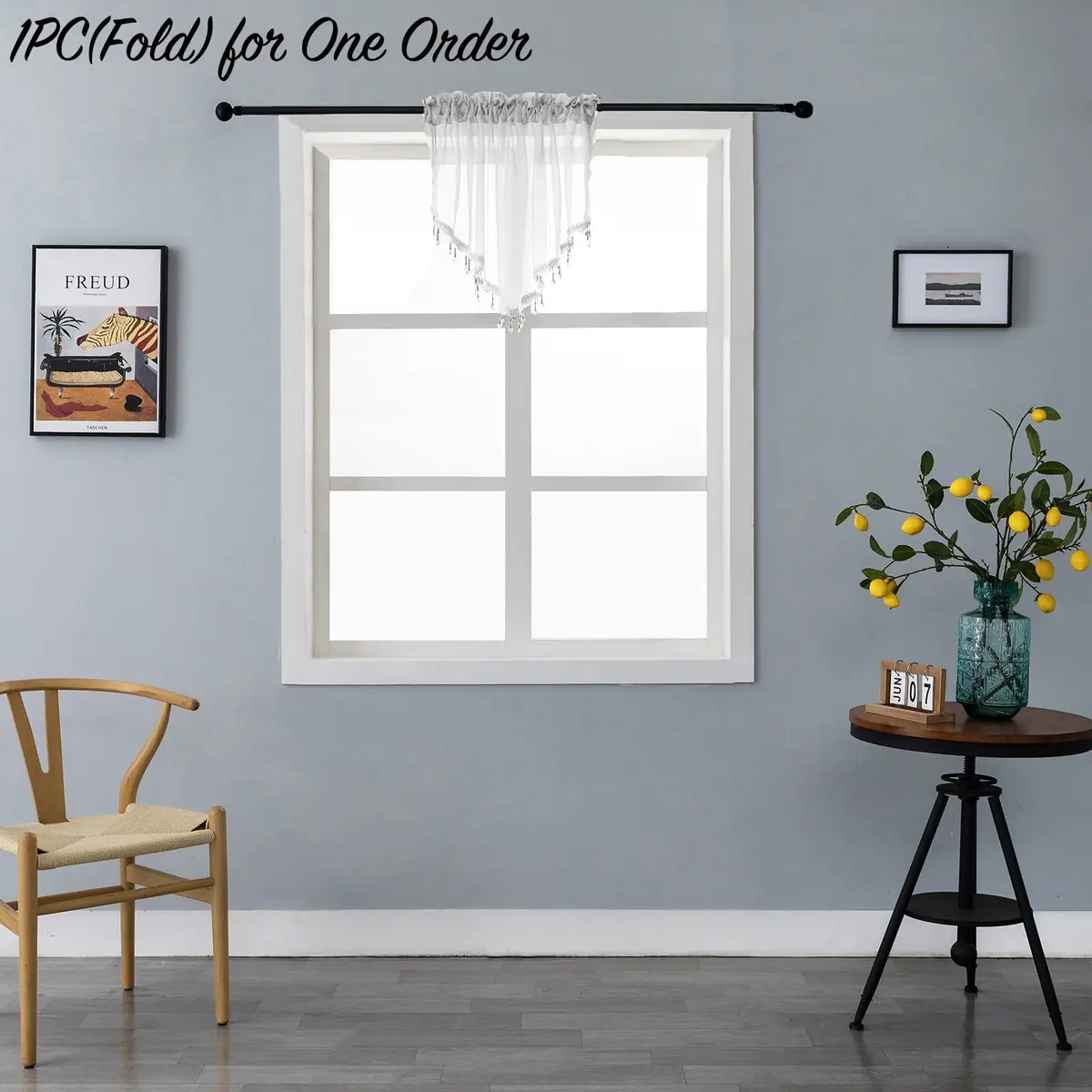 PearAge Beaded Triangle Sheer Valance Curtains 51x24 Inches | Elegant Farmhouse Window Decor - view 2