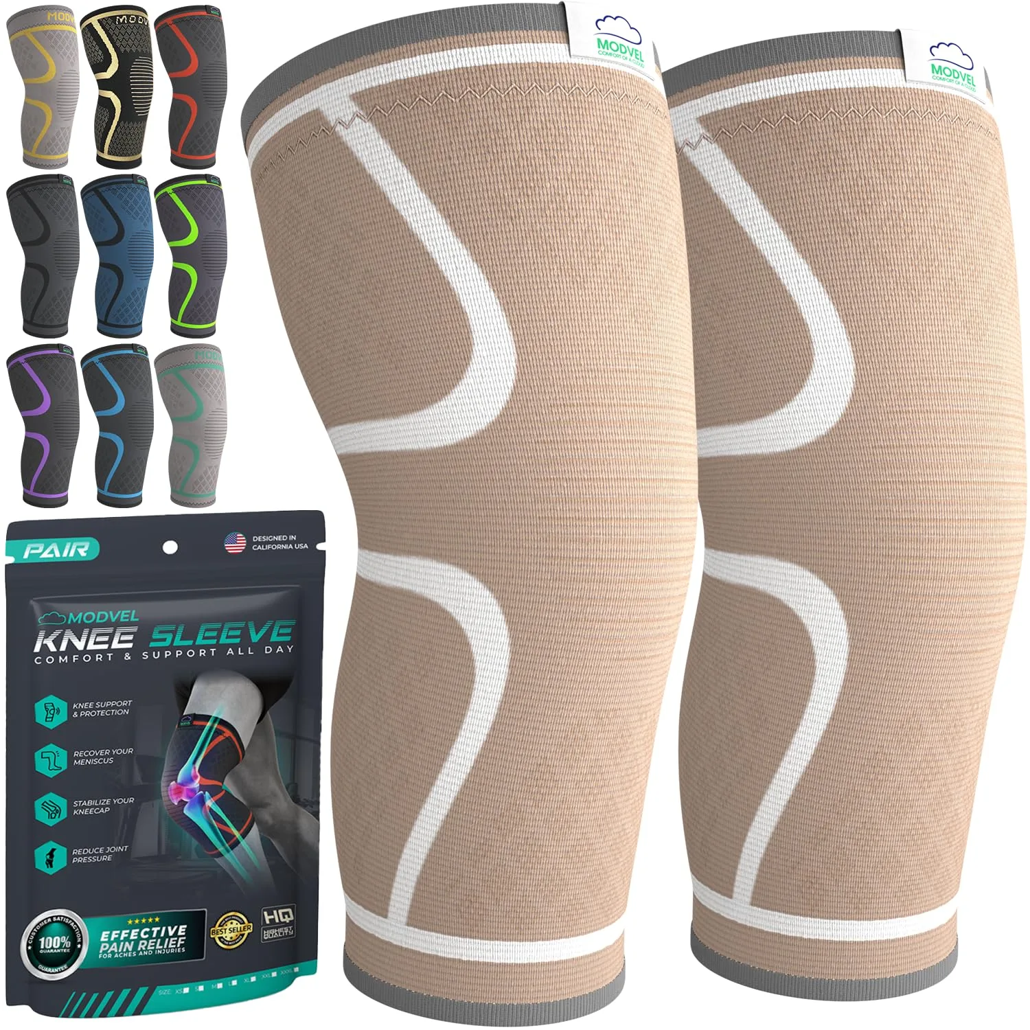 Modvel Compression Knee Brace XXL Skin | FDA Approved Orthopedic Support - main product image