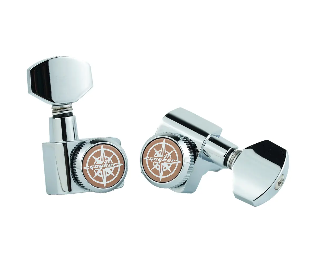Guyker 6 In-line Guitar Locking Tuners 10mm Peg Holes Chrome | Precision 1:18 Gear Ratio - view 3