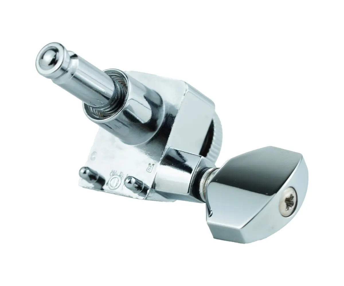 Guyker 6 In-line Guitar Locking Tuners 10mm Peg Holes Chrome | Precision 1:18 Gear Ratio - view 4