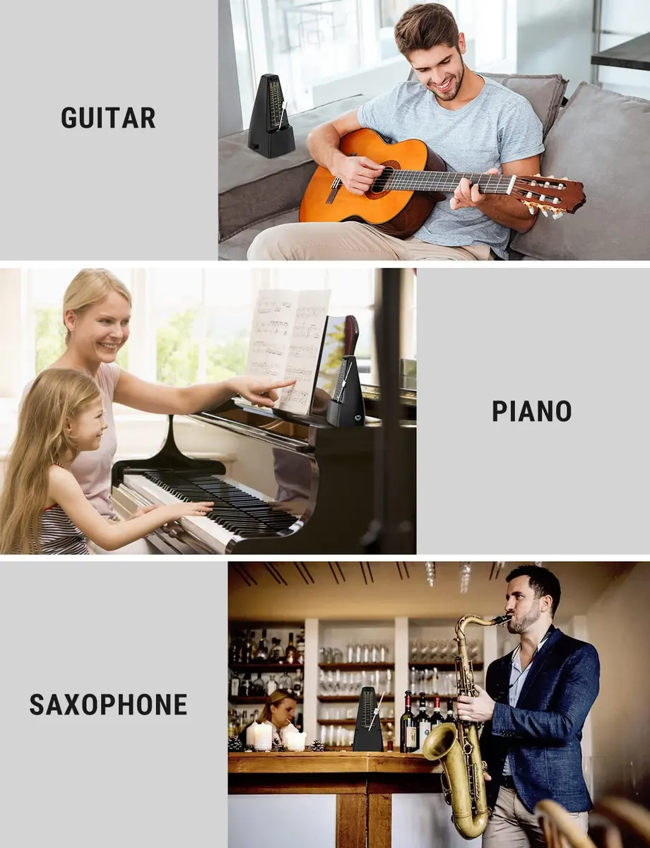 LINRAX M1 Mechanical Metronome for Piano Guitar Bass Ukulele Drum Violin Cello Saxophone Trumpet and Other Musical Instruments, Track Tempo and Beat, Loud Sound, High Precision, Black (0.54 kg) - view 7